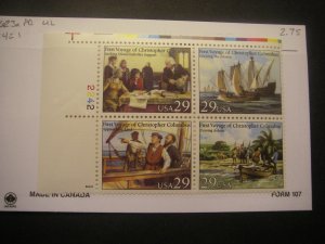 Scott 2620 - 2623 or 2623a, 29c Voyages of Columbus, PB4 #2242 1 UL, MNH Beauty