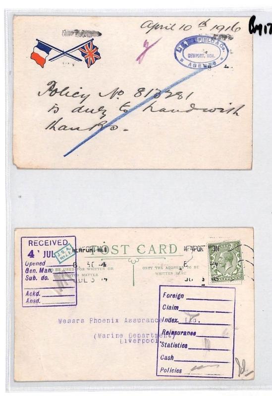 GB WW1 PATRIOTIC Postcards{2} Newport Marine Dept Liverpool FLAGS PTS 1916 BM175