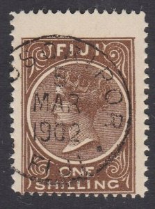 FIJI QV 1/- FOURNIER FORGERY 'used' with Nausori fake cds...................W130