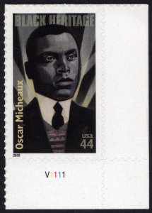 SC#4464 44¢ Oscar Micheaux Plate Single (2010) SA