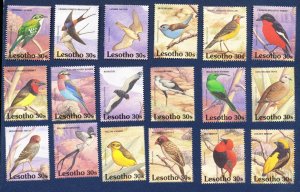 LESOTHO - Scott 886 (18 different) - FVF MNH - BIRDS - 1992