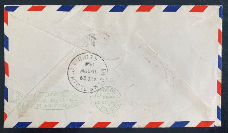 1929 Los Angeles CA USA LZ 127 Graf Zeppelin Round Flight cover To Lake Hurst NJ