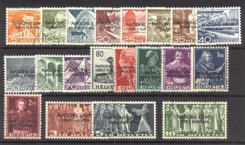 SWITZERLAND #7O1-20 Used - 1950 UN Office Ovpts