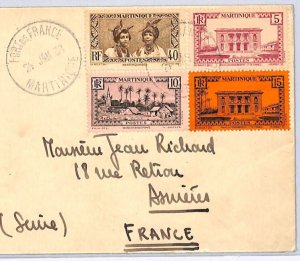 MARTINIQUE France Cols Cover Fort de France 1938 Super Franking {samwells}WX334