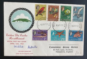 1963 Tristan Da Cunha First Day Cover FDC To Hampshire England Re Settlement