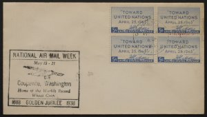 U.S. Used Stamp Scott #928 5c UN Peace Conference 1938 Air Mail Week Cover