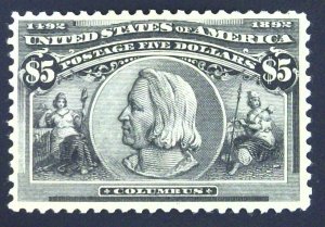 Scott #245 - VF - $5 Black - Columbus - DG HR - 1893