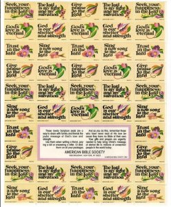 American Bible Society - MNH sheet of 44 Seals / Poster Stamps from 1982
