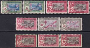 French India 1943 Sc 199/209 partial set MLH*