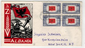 Patriotic FDC STAEHLE OCCUPIED NATIONS 918 ALBANIA BLOCK OF 4 