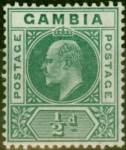 Gambia 1909 1/2d Blue-Green SG72a 'Dented Frame' Fine LMM