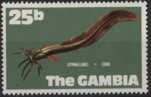 Gambia 259 (mh) 25b West African eel cat, grn background (1971)