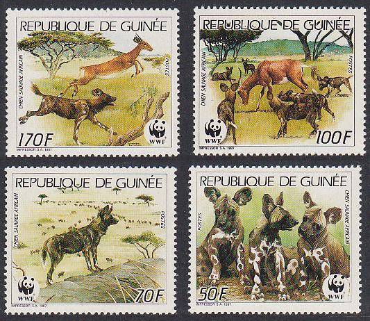 Guinea WWF African Wild Dog 4v SG#1325-1328 MI#1194-1197 SC#1069-1072