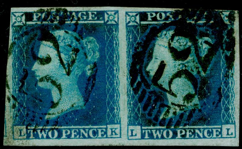 SG14, 2d blue, FINE USED. Cat £85. PAIR. LK LL 