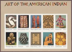 3873 Art of the American Indian Pane of 10 MNH $1 Shipping