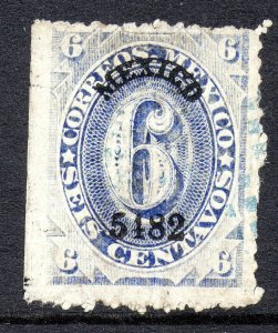 Mexico 1883 Foreign Mail Small Numeral 6¢ Blue Mexico District MX7
