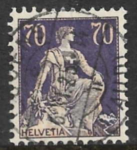 SWITZERLAND 1907-25 70c Seated Helvetia Sc 142 VFU