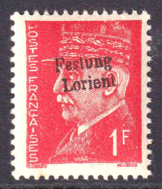 FRANCE 437 FESTUNG LORIENT OVERPRINT €800 SPINK/MAURY CV OG NH F/VF SIGNED