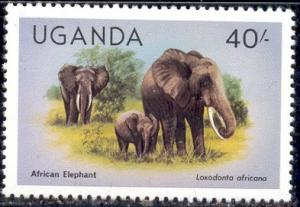 African Elephants, Uganda stamp SC#292 MNH