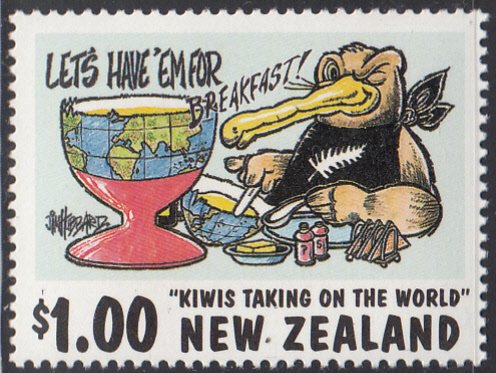 New Zealand 1997 MNH Sc 1473 $1 Kiwi  using world as egg