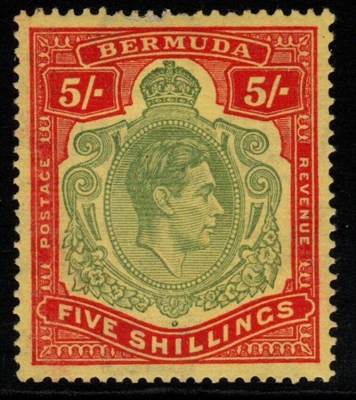 BERMUDA SG118d 1943 5/= PALE BLUISH GREEN & CARMINE-RED/PALE YELLOW MNH 