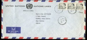 ?UN Forces in Cyprus 3x6c Black Centennial to Cape Breton 1970 , cover Canada