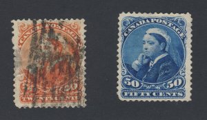 2x Canada Widow Weeds  Stamps; #46-20c F/VF #47-50c MNG F Guide Value = $250.00