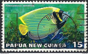 PAPUA NEW GUINEA 1976 QEII 15c Multicoloured Tropical Fish - Angle Fish SG315 FU