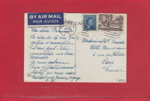 1951 Montreal air mail post card George VI to FRANCE from Canada