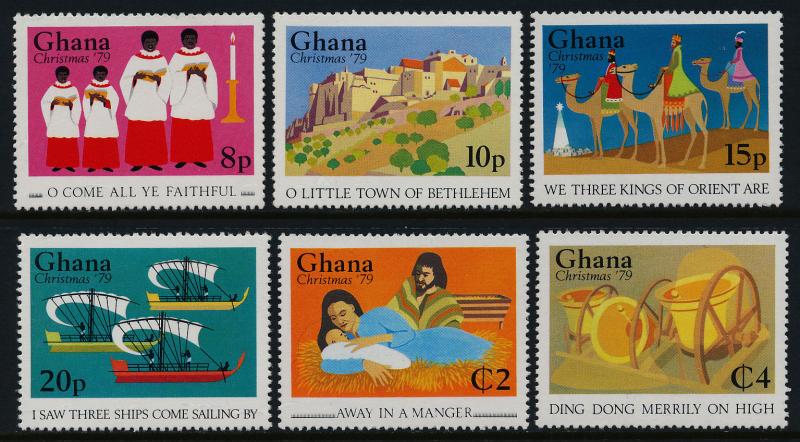 Ghana 692-7 MNH Christmas Carols, Music, Ships, Animals