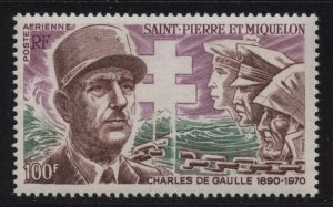 St Pierre & Miquelon 1972 100F Charles deGaulle Sc# C50 NH