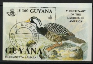 Thematic stamps GUYANA 1991 LANDING IN AMERICA (BIRD) mI. bL.127 used