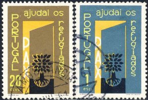 Portugal 1960 Sc 848-9 World Refugee Year CDS Stamp Used