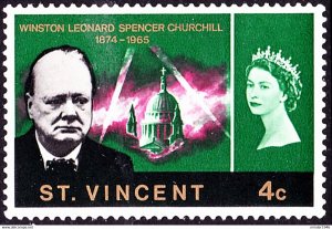 ST VINCENT 1966 QEII 4c Deep Green, Churchill Commemorative SG247 MH