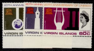 BRITISH VIRGIN ISLANDS QEII SG210-212, 1966 UNESCO set, NH MINT.