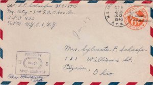 United States A.P.O.'s 6c Monoplane Air Envelope 1945 U.S. Army Postal Servic...