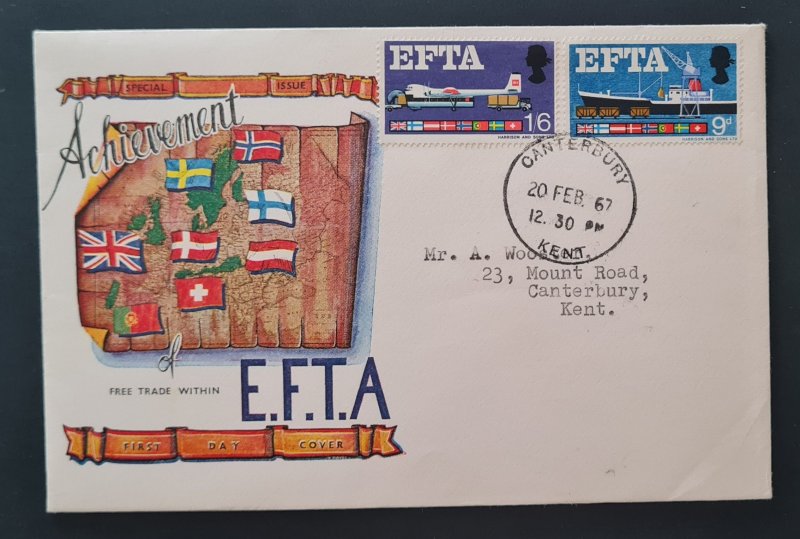 Great Britain 1967 EFTA  FDC Canterbury Cancel As Pictures.