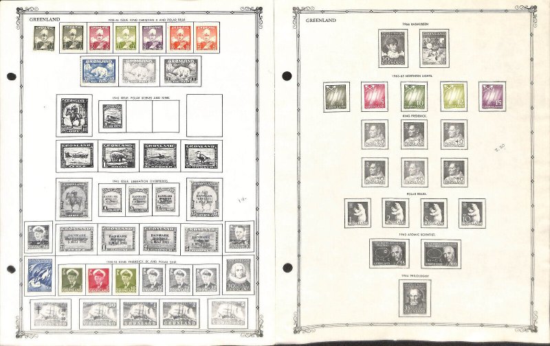 Greenland Stamp Collection on 4 Regent Pages, 1938-1964 (BA)