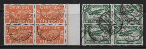 Germany C1-2 Airmails CTO Blocks of 4 NH