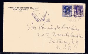 Burma Syriam High School Censored to US 1940 c475