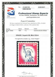 MOstamps - US #1044A Mint OG NH Grade 98 with PSE Cert - Lot # MO-3227 SMQ $200