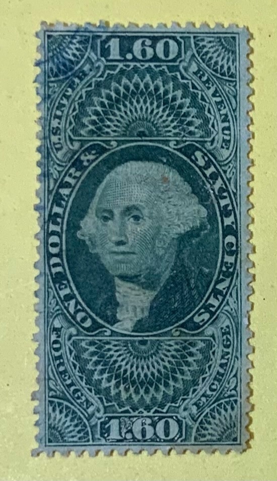 USA 1862-71 First Issue Revenue $1.60 Cents Foreign Exchange CUT ...