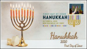 20-232, 2020, Hanukkah, First Day Cover, Digital Color Postmark, Holiday