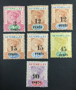 MOMEN: SEYCHELLES SG #15-21 1893 MINT OG H/1NH(#19) £160+ LOT #61846