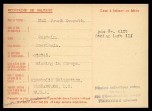USA 1944 Germany POW Camp STALAG LUFT III Red Cross Card Switzerland 89253