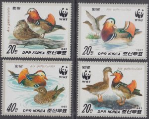 NORTH KOREA Sc #2679-82 CPL MNH WWF SET of 4 BIRDS