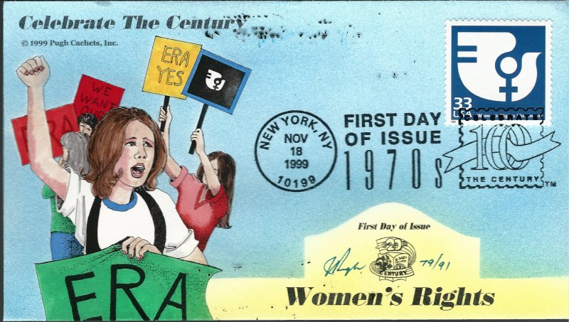 Beautiful Pugh Designed 3189j FDC Celebrate Women's Rights...Only 91 created