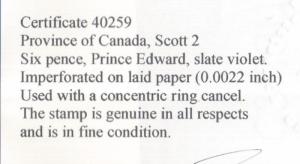 Canada #2 Used Fine With Light Cancel **With Certificate**