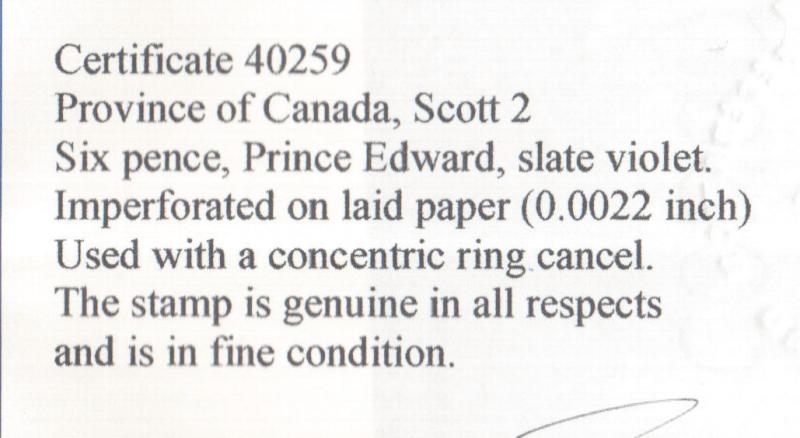 Canada #2 Used Fine With Light Cancel **With Certificate**