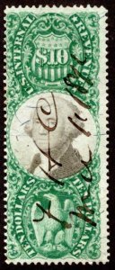 Scott R149, $10, green & black, Third Issue, USA Revenue Stamp